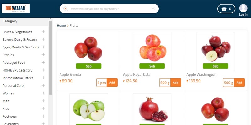 bigbazaar online fruit