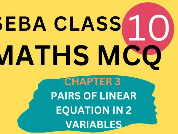SEBA CLASS 10 MATHS CHAPTER 3 MCQ (LINEAR EQUATIONS IN 2 VARIABLES)