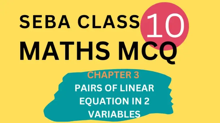SEBA CLASS 10 MATHS CHAPTER 3 MCQ (LINEAR EQUATIONS IN 2 VARIABLES)